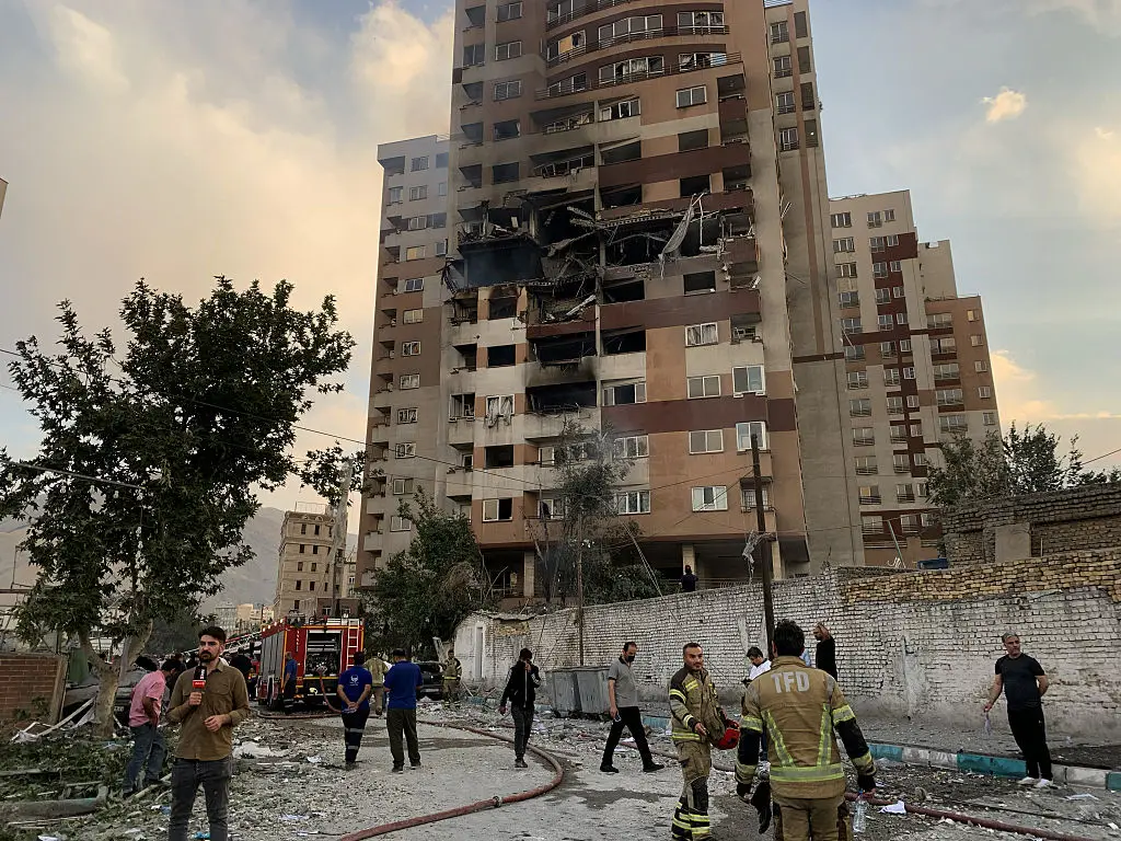 A view of a damaged building in the Iranian capital, Tehran, following an attack, on June 13, 2025. Israeli Defense Minister Israel Katz has announced that Israel conducted strikes on Iran (Fatemeh Bahrami/Anadolu via Getty Images