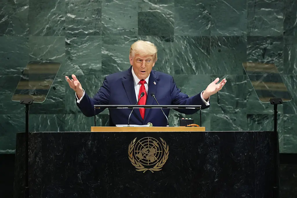 President Donald Trump speaks during the United Nations General Assembly at the UN headquarters in New York City (Michael M. Santiago/Getty Images)