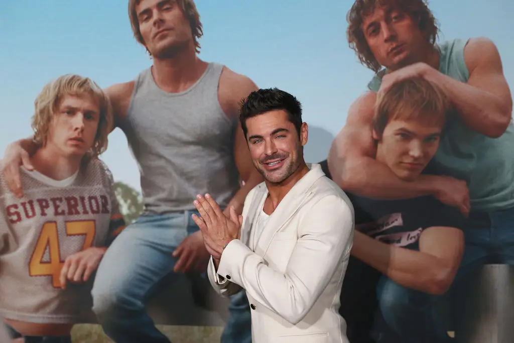 Zac Efron gained 15lbs of muscle to play wrestler Kevin Von Erich in The Iron Claw. (Photo by Omar Vega/Getty Images)