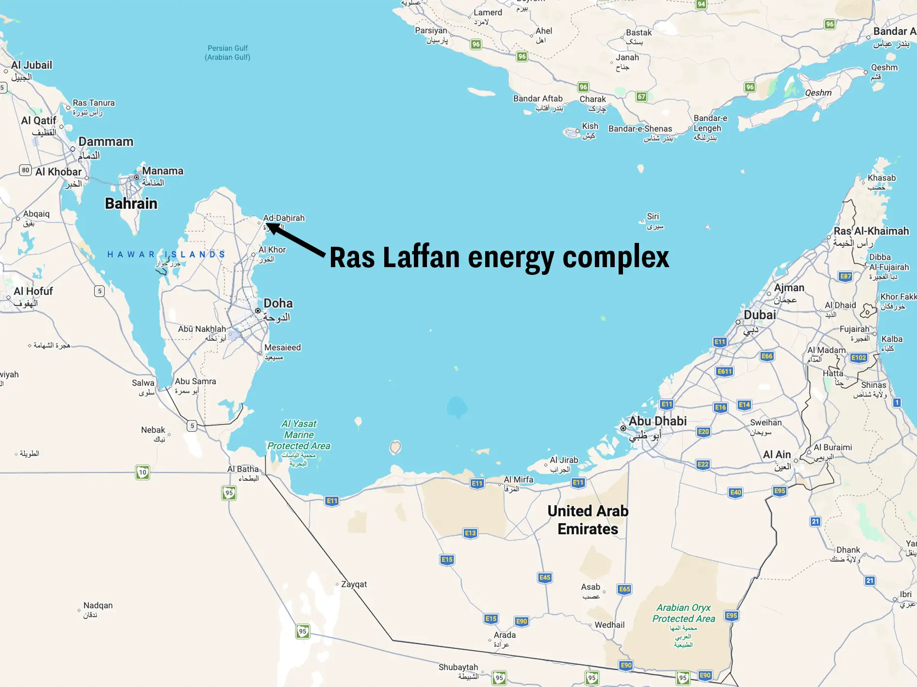 Qatar's main gas facility has been hit (Google Maps/UNILAD)