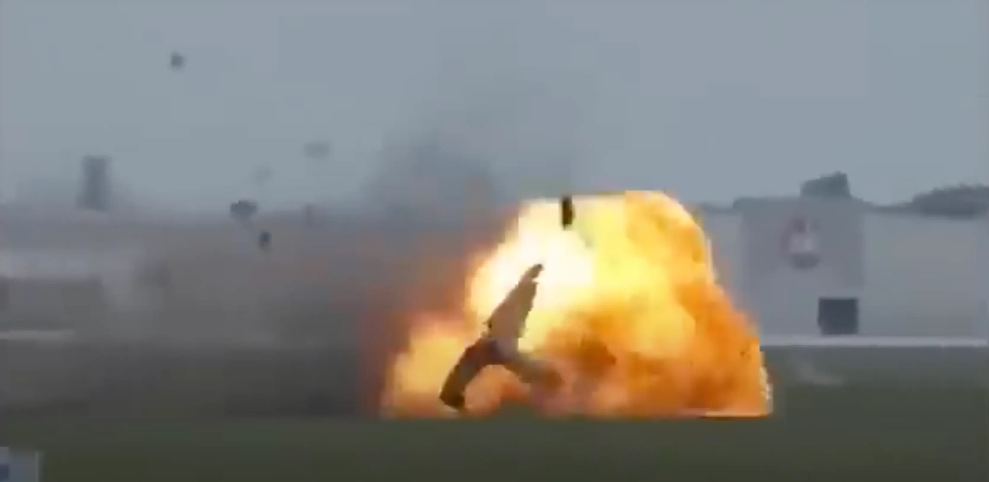 Harrowing footage showed a fireball erupt on the plane's impact with the floor. (YouTube/Bill Omar)