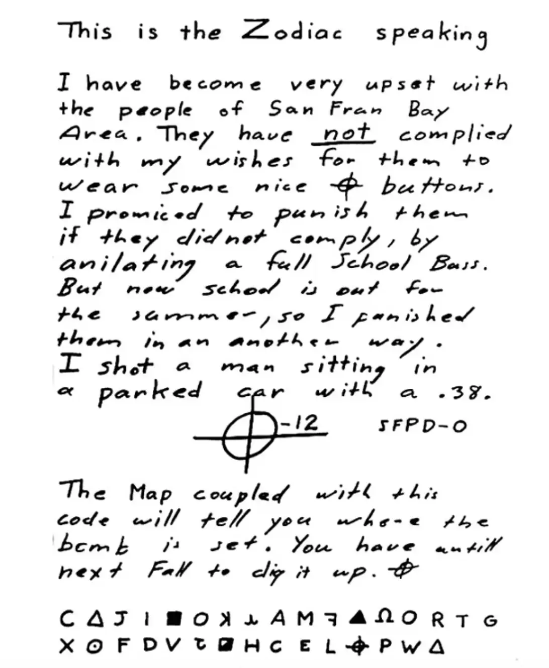 The Zodiac killer regularly taunted and mocked the police and media while he was at large (Alex Baber/CCCOA)