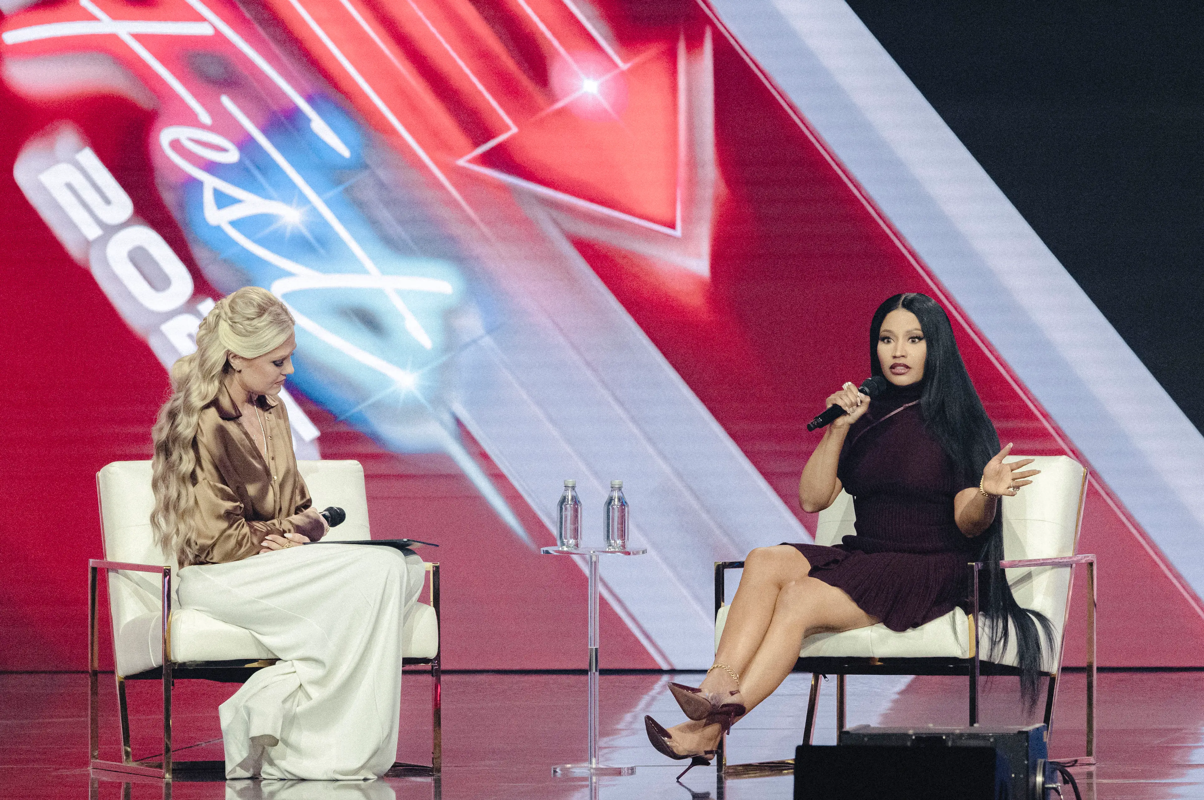 Minaj spoke at a Turning Point event alongside Erika Kirk (Olivier Touron / AFP via Getty Images)