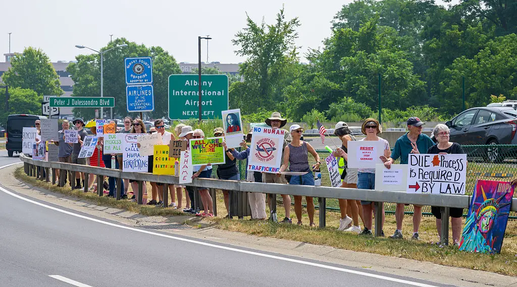 Parts of the US has been gripped by anti-ICE and immigration deportation protests in recent months (Jim Franco/Albany Times Union via Getty Images)