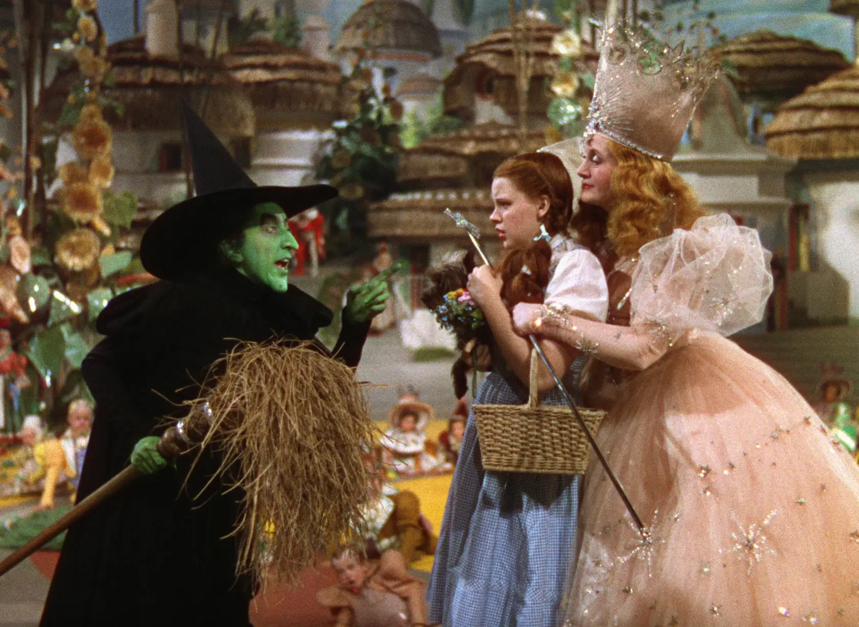 Margaret Hamilton, Judy Garland and Billie Burke in The Wizard of Oz (Warner Bros.)