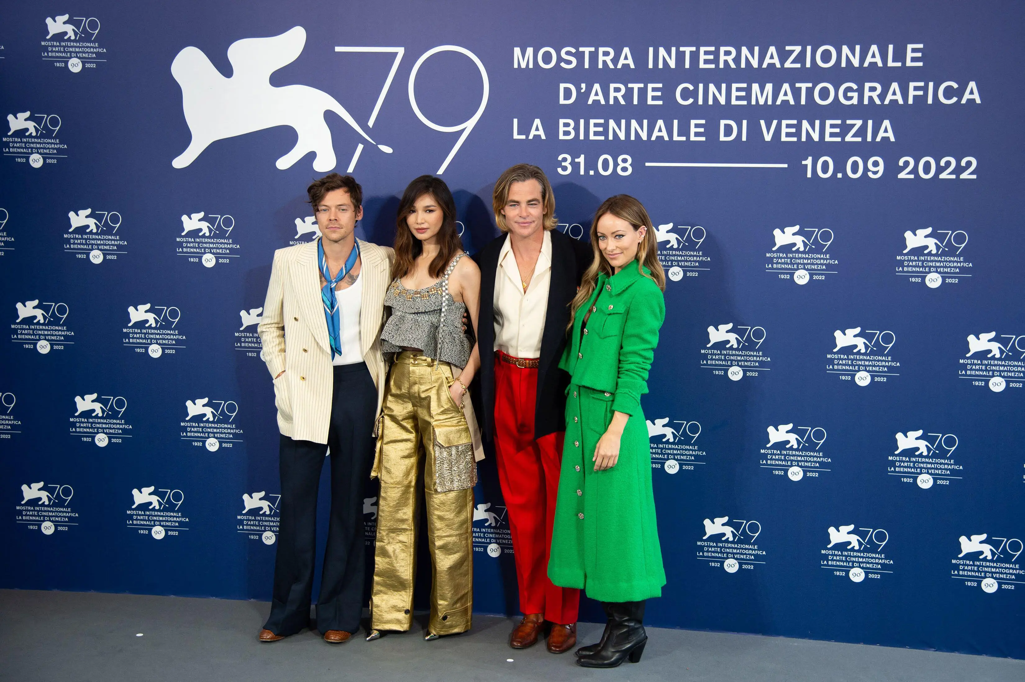 Harry Styles, Gemma Chan, Chris Pine and Olivia Wilde at the premiere of Don't Worry Darling.
