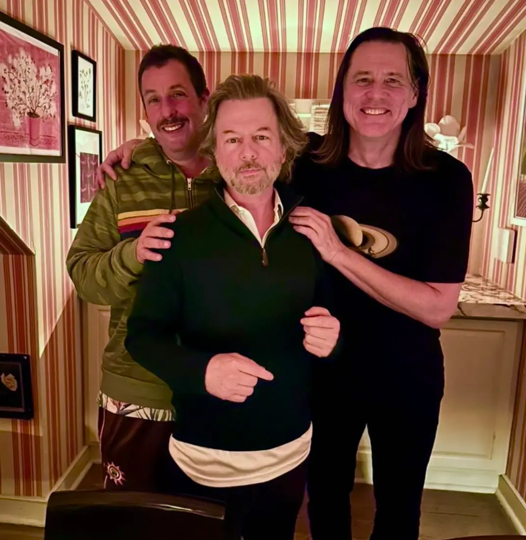 Jim Carrey and some of the guests at his birthday party.