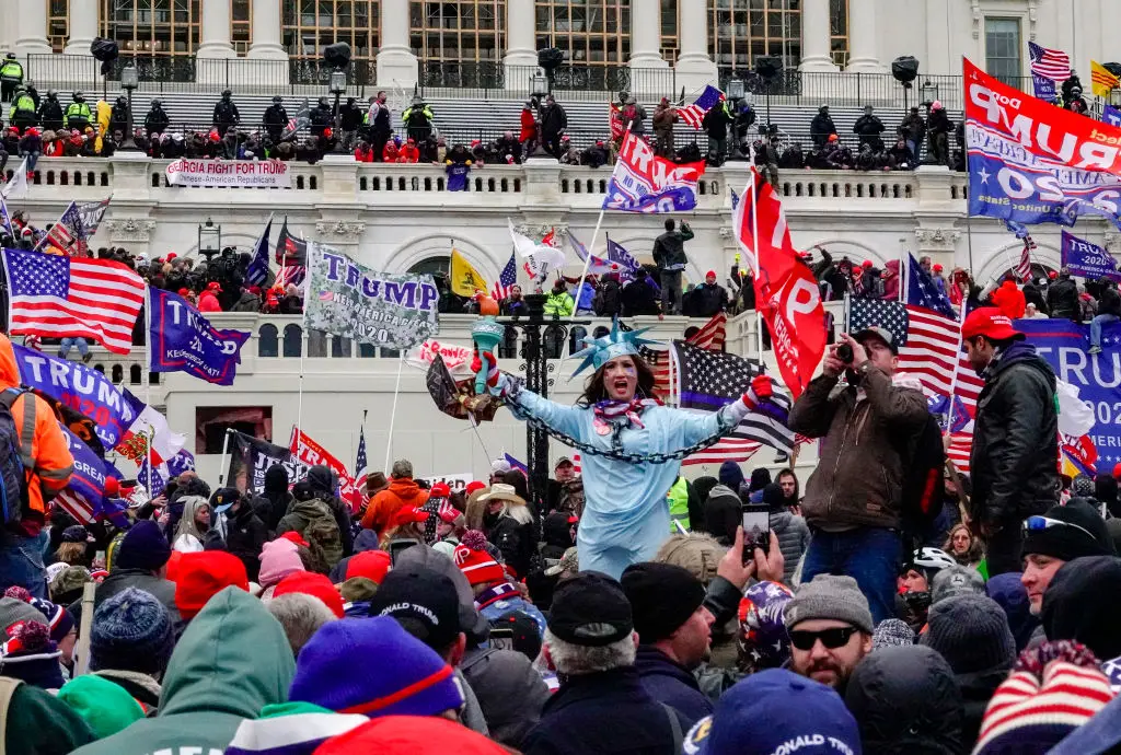 Scene outside the Capitol after Trump supporters breached the building in Washington DC, on January 6, 2021. (Bonnie Jo Mount/The Washington Post via Getty Images)