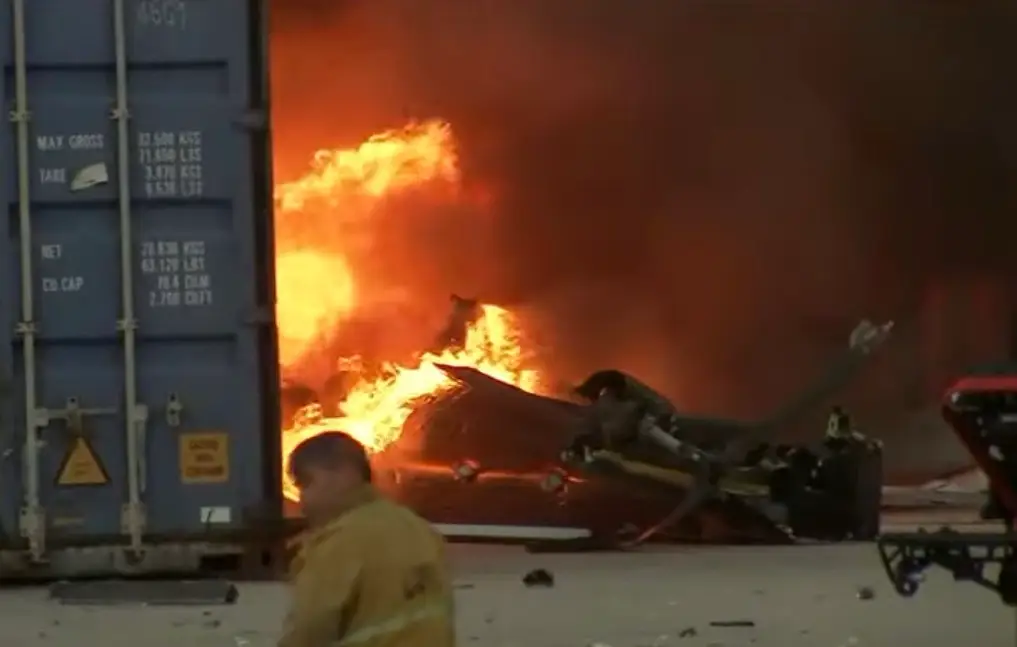 Emergency services rushed to the scene to try and combat the flames while checking for survivors (ABC7)