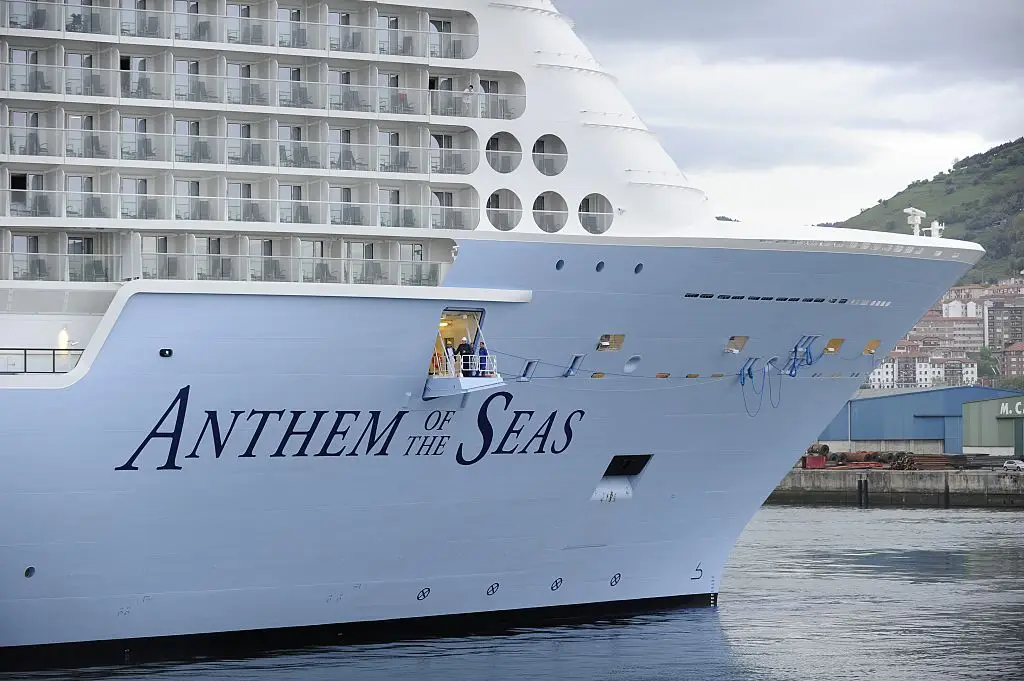 Footage has shown the moment a Royal Caribbean ship was caught in a storm out at sea. (ANDER GILLENEA/AFP via Getty Images)