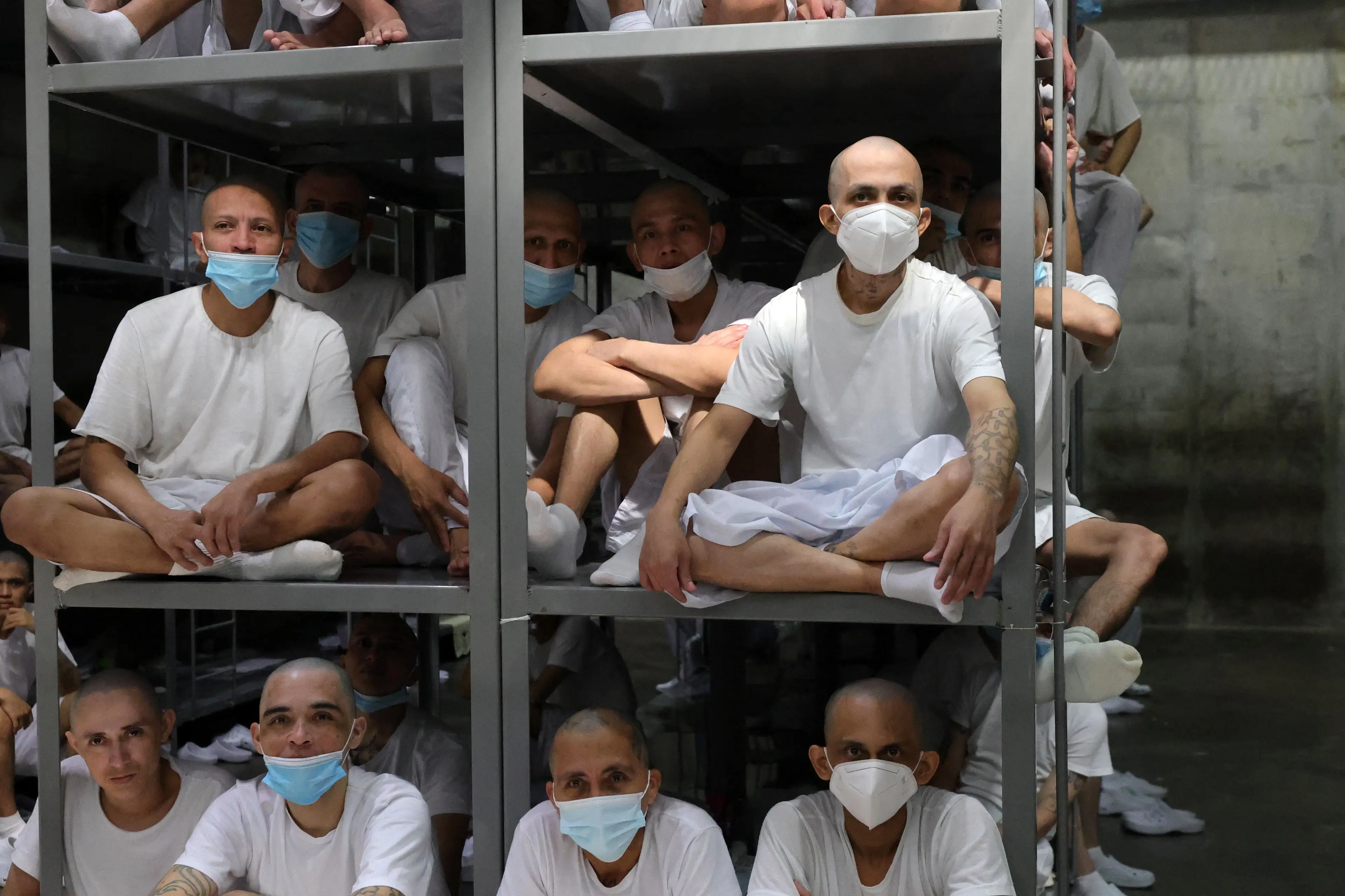CECOT contains metal bunks with no mattresses and so-called 'punishment holes' (Oscar RIVERA / AFP via Getty Images)