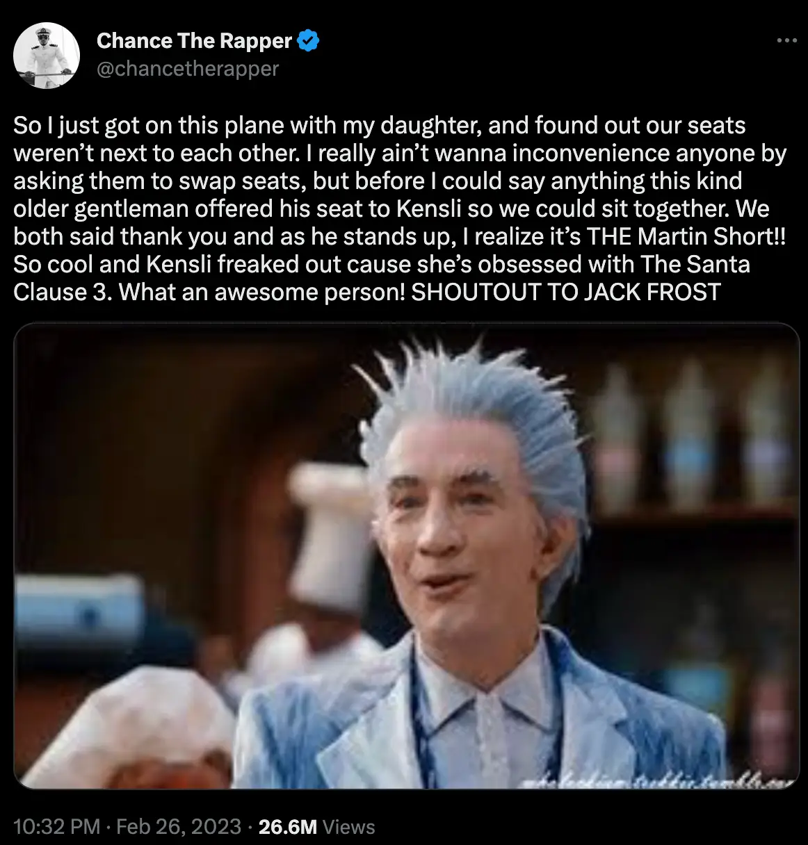 The rapper took to Twitter to share the experience with followers.