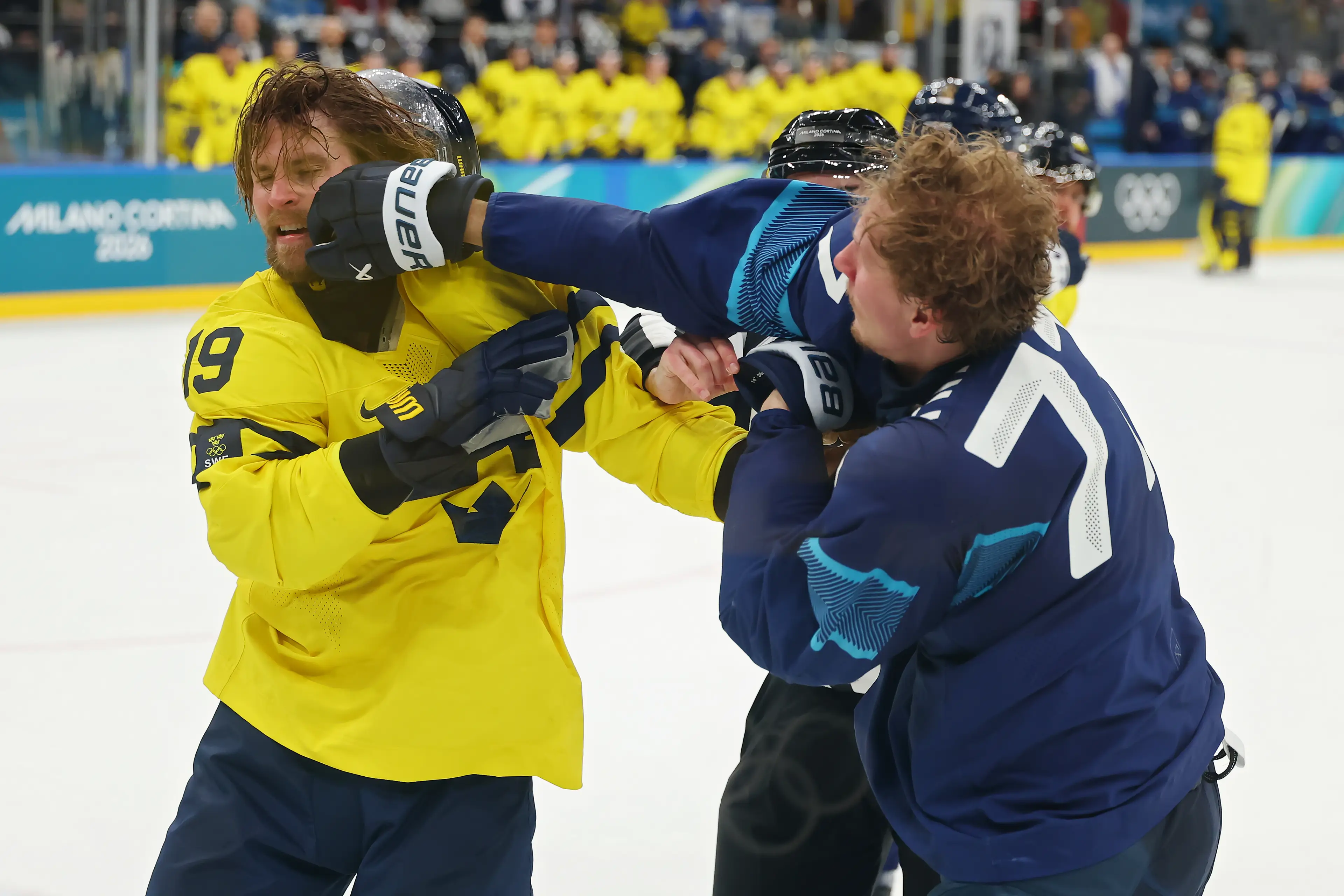 Sweden's Adrian Kempe was able to admit Slovakia's strengths, even after a fist fight on the ice (Gregory Shamus/Getty Images)
