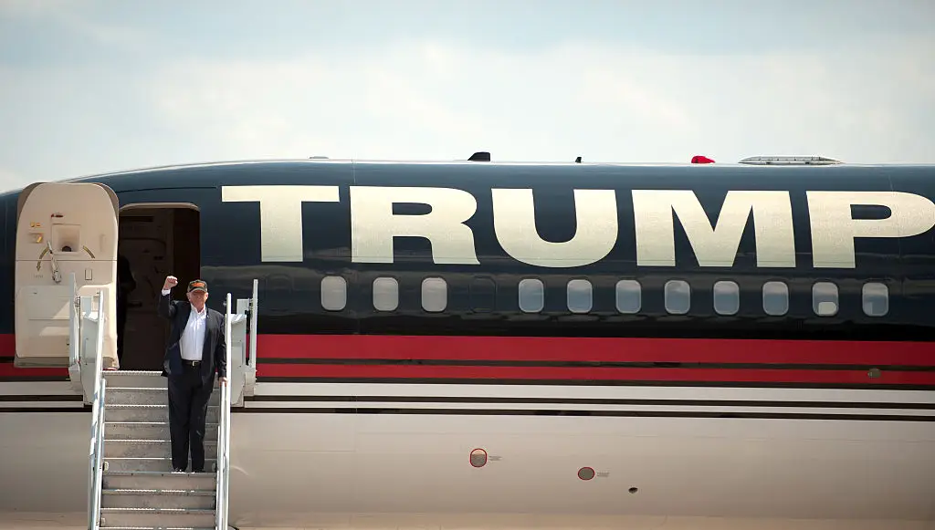 Trump also has his own private airplane called Trump Force One (Photo by Jeff Swensen/Getty Images)