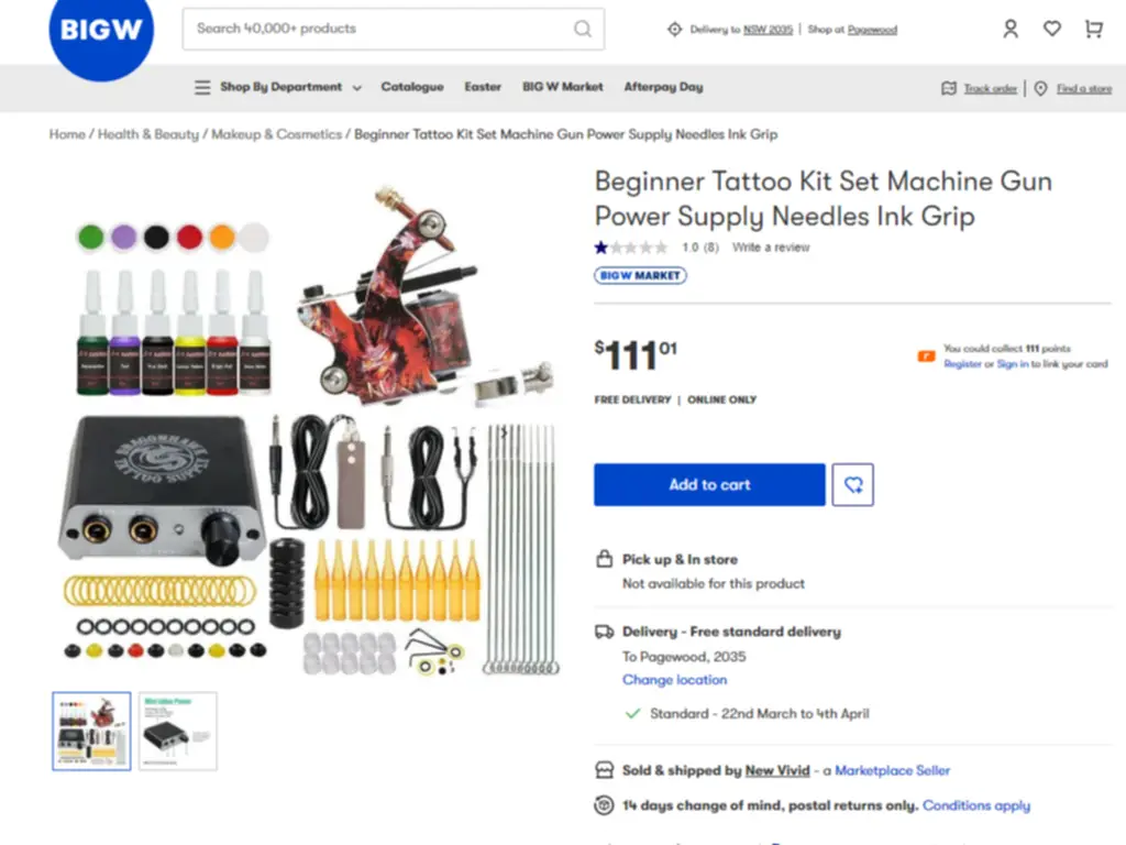 The tattoo set has since been taken down from the site.