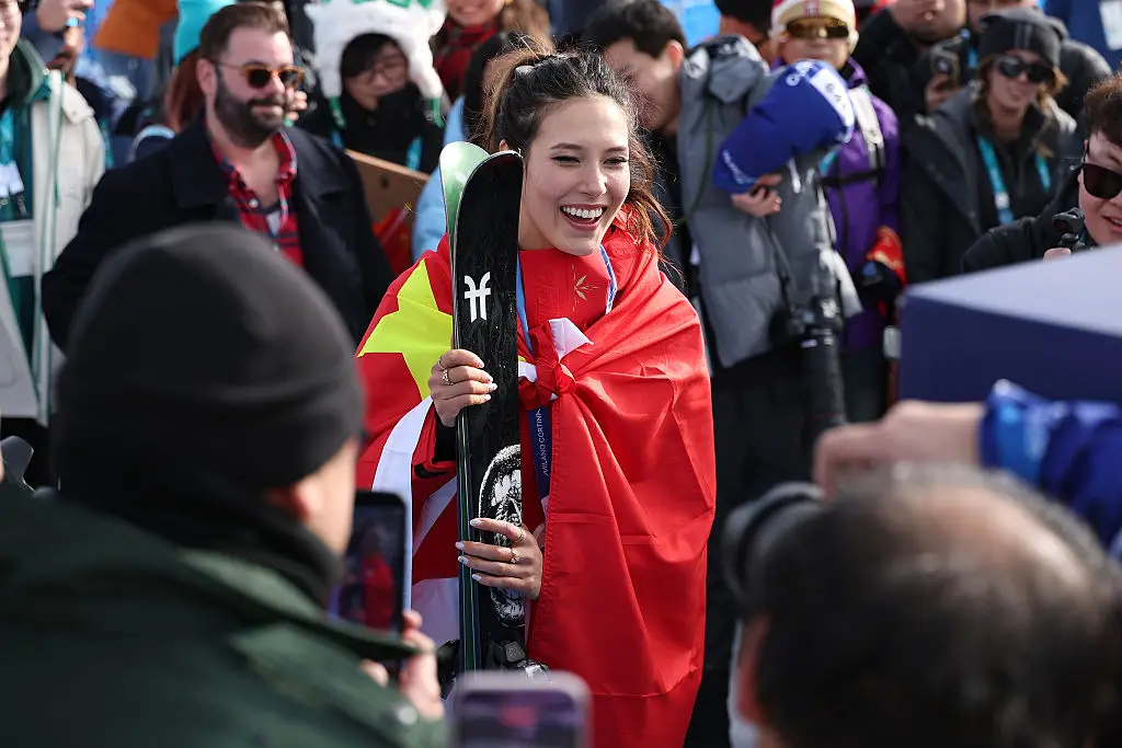 Gu has done a lot of endorsements outside her skiing career (Photo by Michael Reaves/Getty Images)