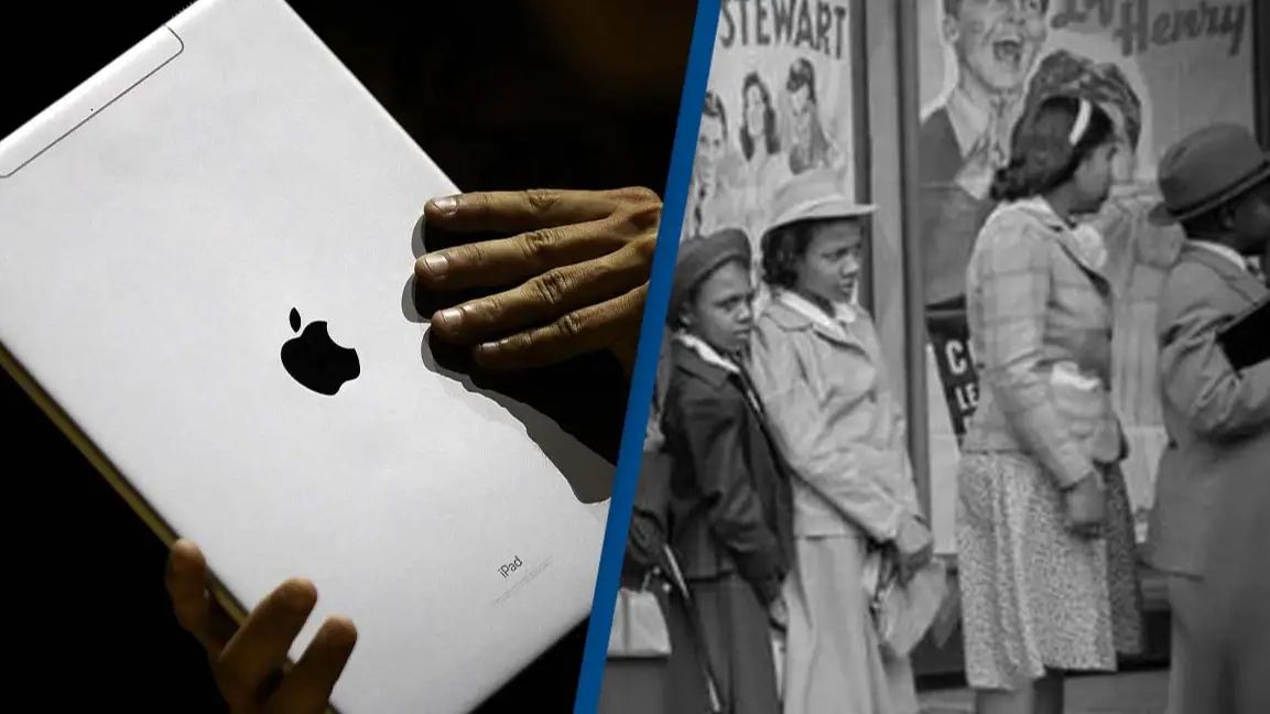 People are convinced old photo is 'proof of time travel' as it shows child holding 'iPad'