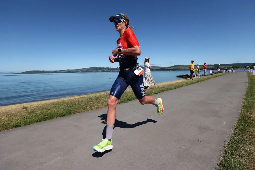 Taylor Knibb also suffered from fecal incontinence but went on to win her race (Fiona Goodall/Getty Images for IRONMAN)