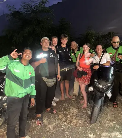 Archie posed for a photo with his hero drivers. TikTok/@archie.davey