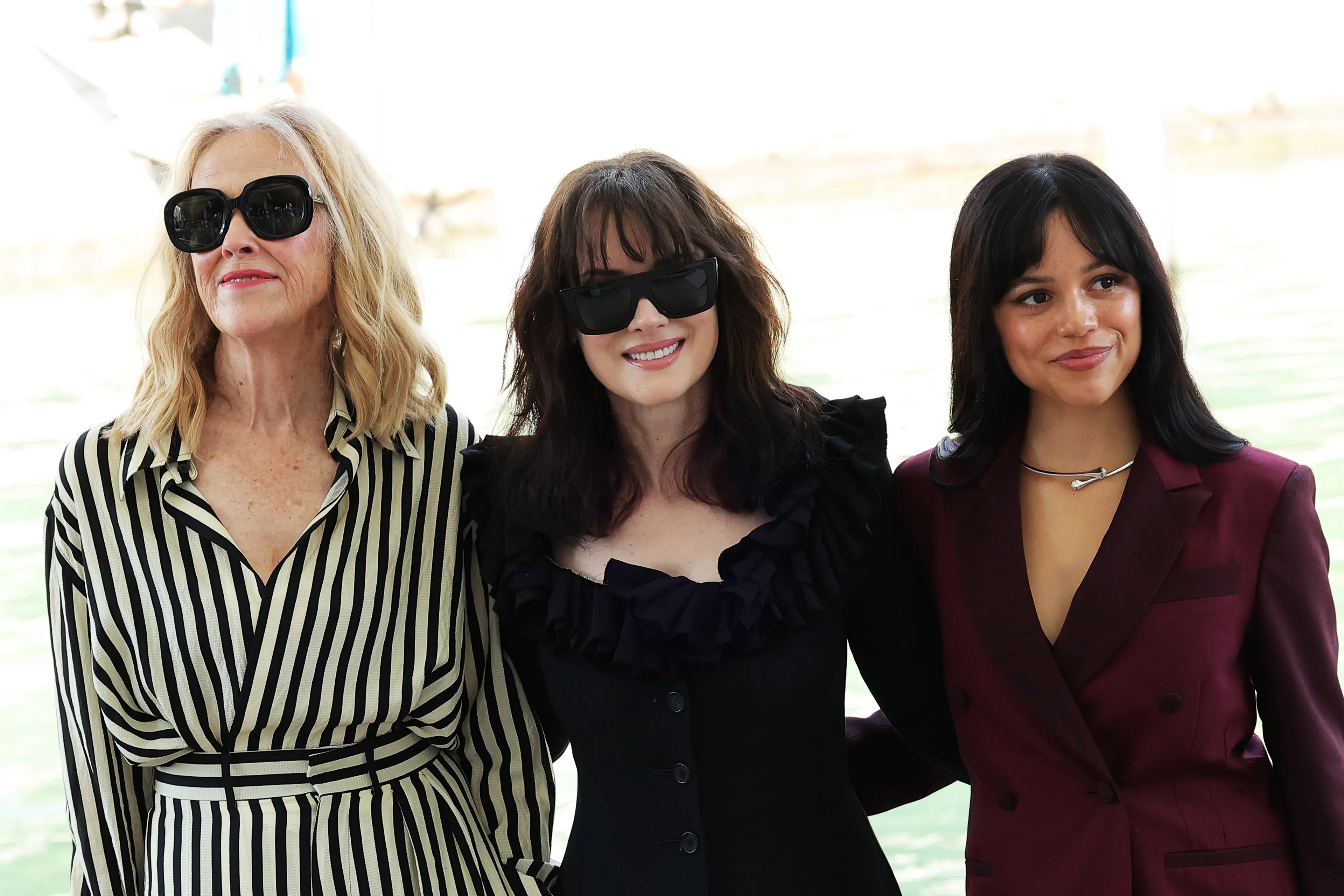 Jenna Ortega and Winona Ryder posed for photos with co-star Catherine O'Hara. (Ernesto Ruscio/Getty Images)