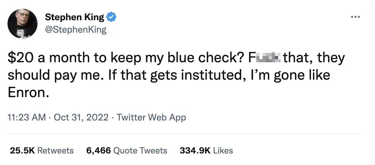 Stephen King has shared his opinion on the matter on Twitter.