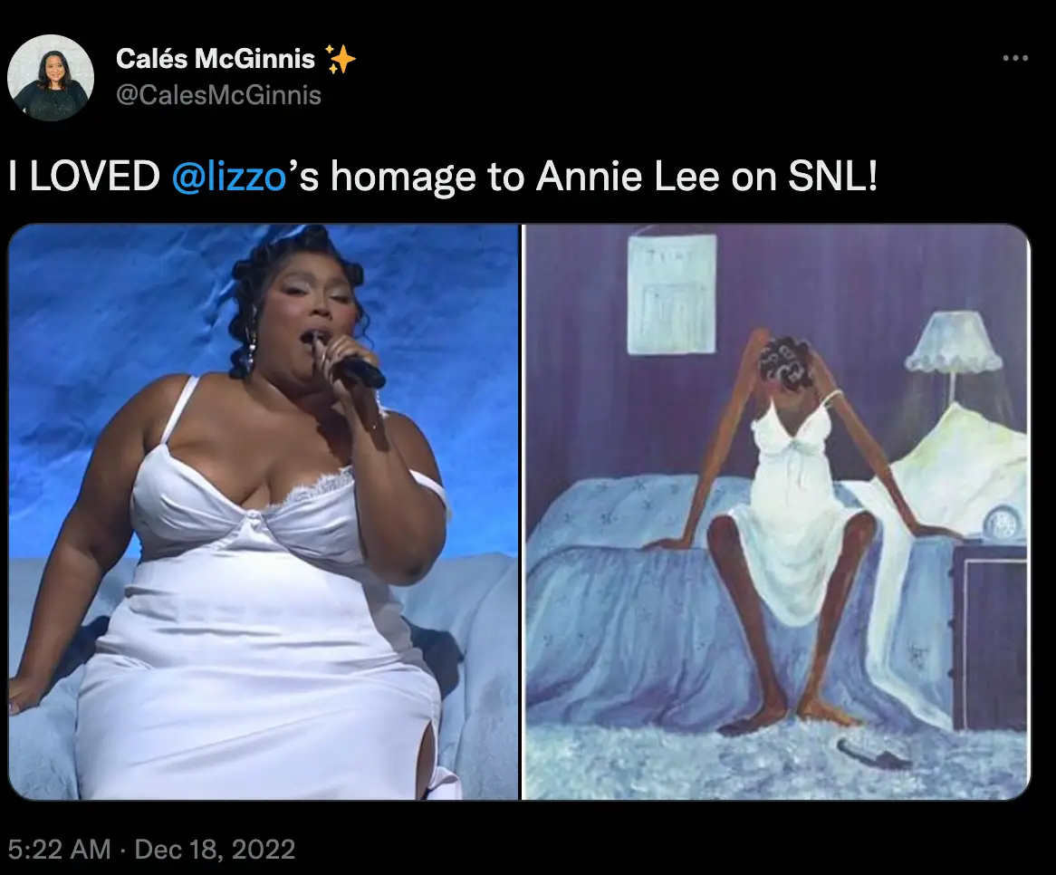 Lizzo recreated a piece of art by Annie Lee.