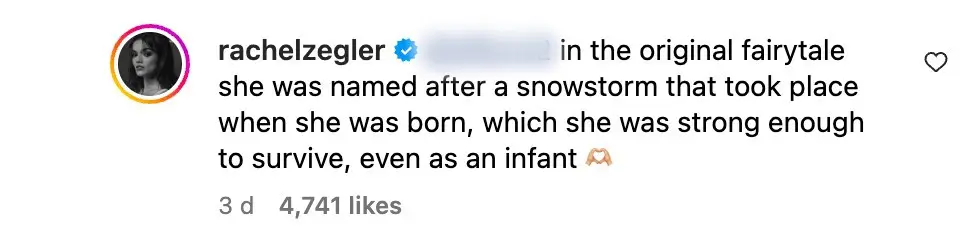 The actress had the perfect response. (rachelzegler/Instagram)