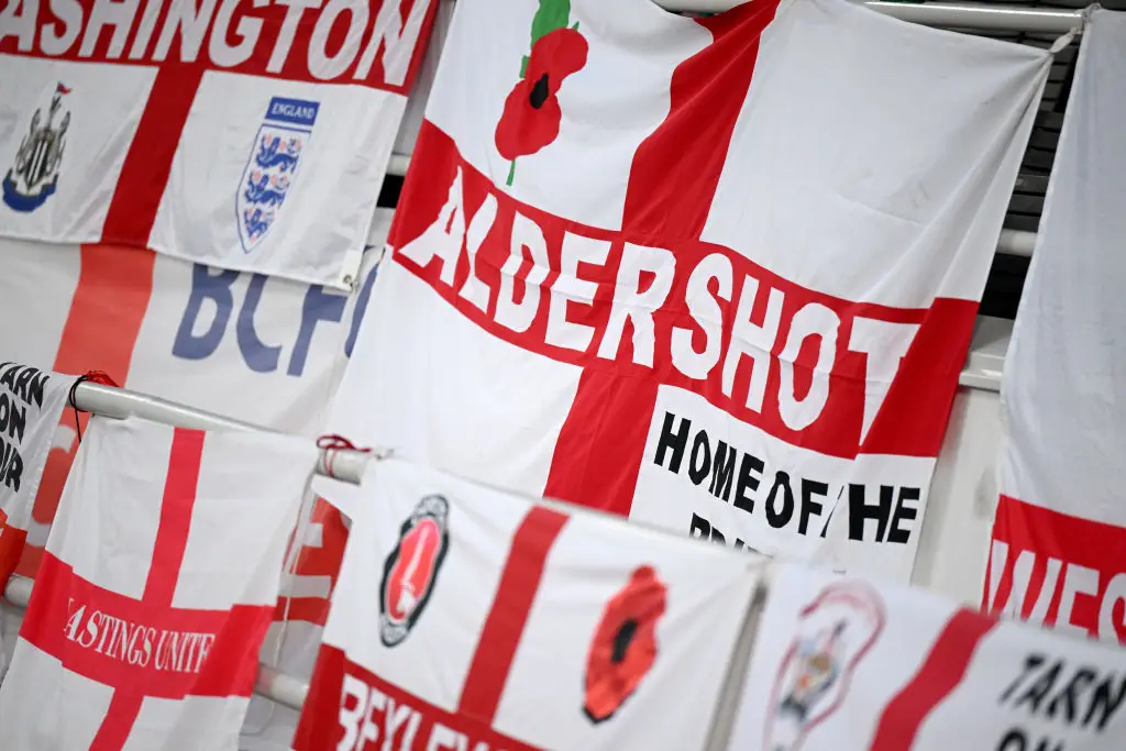 The England Supporters Club (ESC) has reportedly been told by stadium officials that fans won't be permitted to hang flags over the LED advertising boards lining the pitch. (Photo by Michael Regan - The FA/The FA via Getty Images)