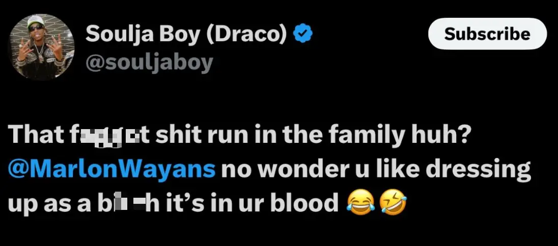 Soulja Boy attacked Wayans on X