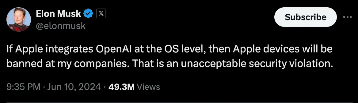 Elon Musk has a warning for Apple (X/ @elonmusk) 