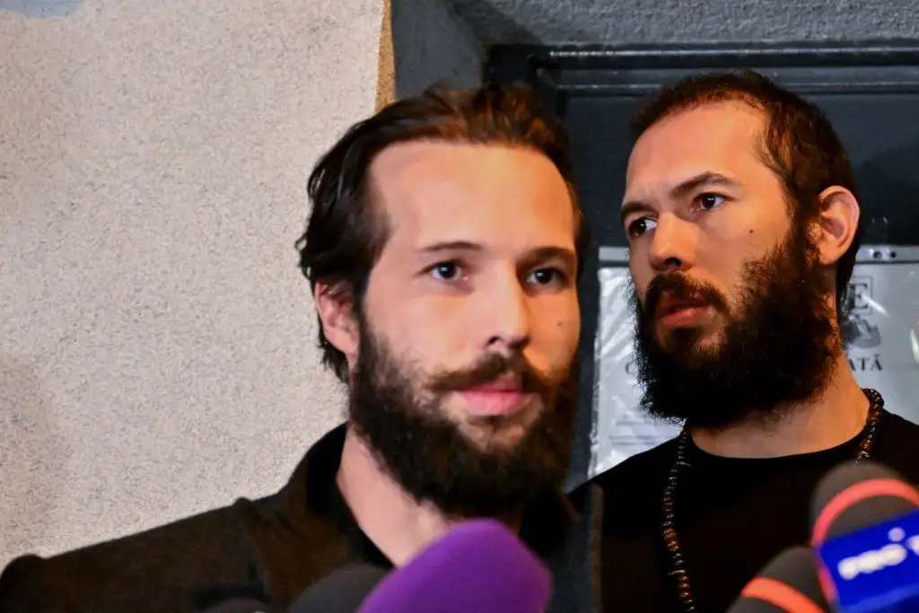 Andrew and Tristan Tate were arrested on new charges last month (DANIEL MIHAILESCU/AFP via Getty Images)