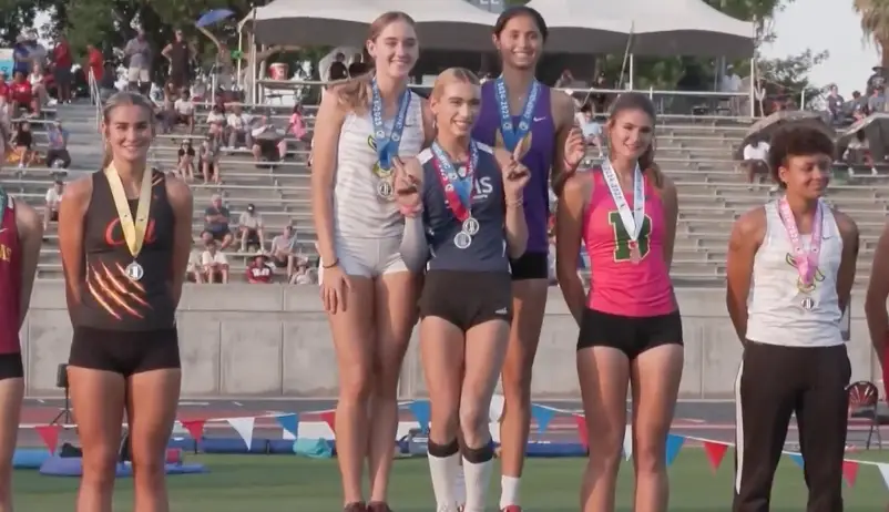 The rule change allowed the student athletes to share the podium (KCRA 3)