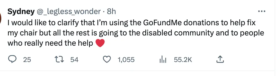 Sydney is only going to use what's necessary to fix her chair.