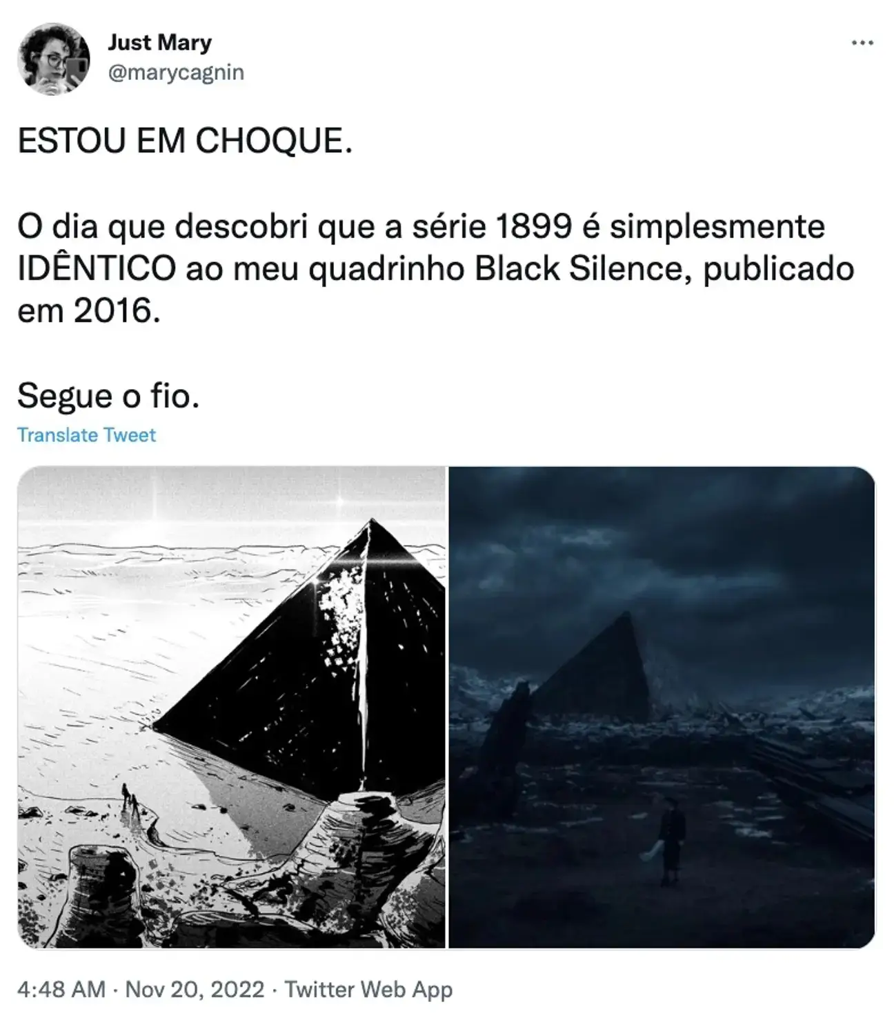 Mary Cagnin has compared her 2016 comic book to Netflix's 1899.