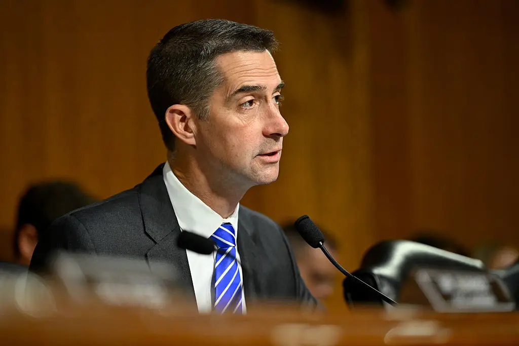 Trump seemingly leaked Cotton's number on Truth Social (Daniel Heuer/Bloomberg via Getty Images)