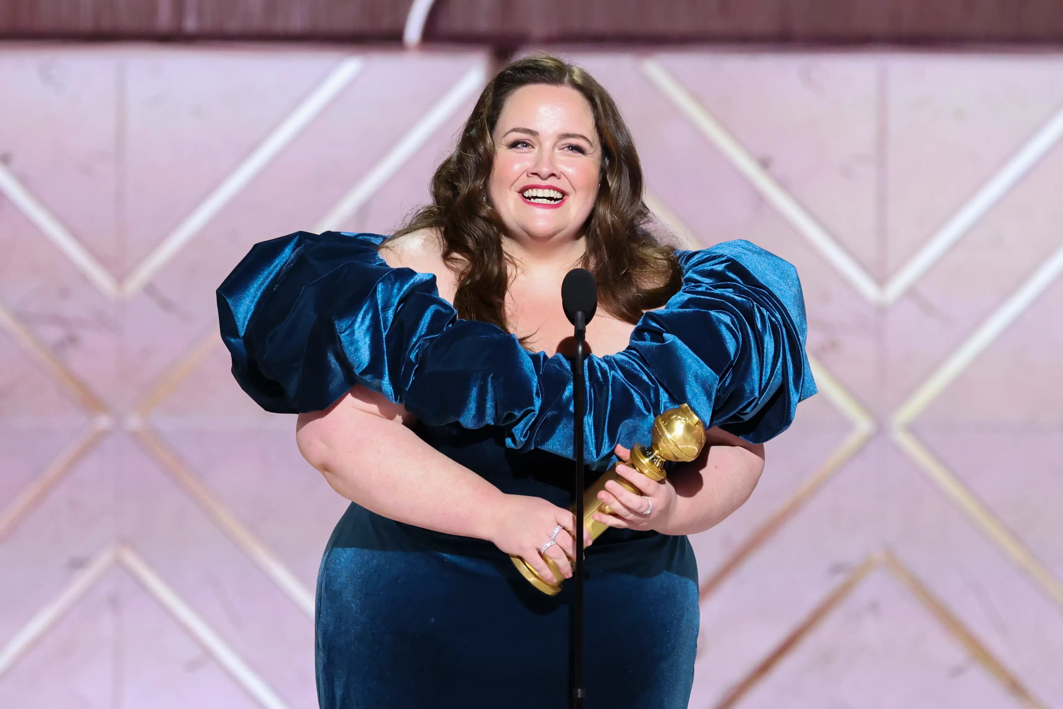 Gunning won a slew of awards for her performance as stalker Martha Scott (Rich Polk/GG2025/Penske Media via Getty Images)