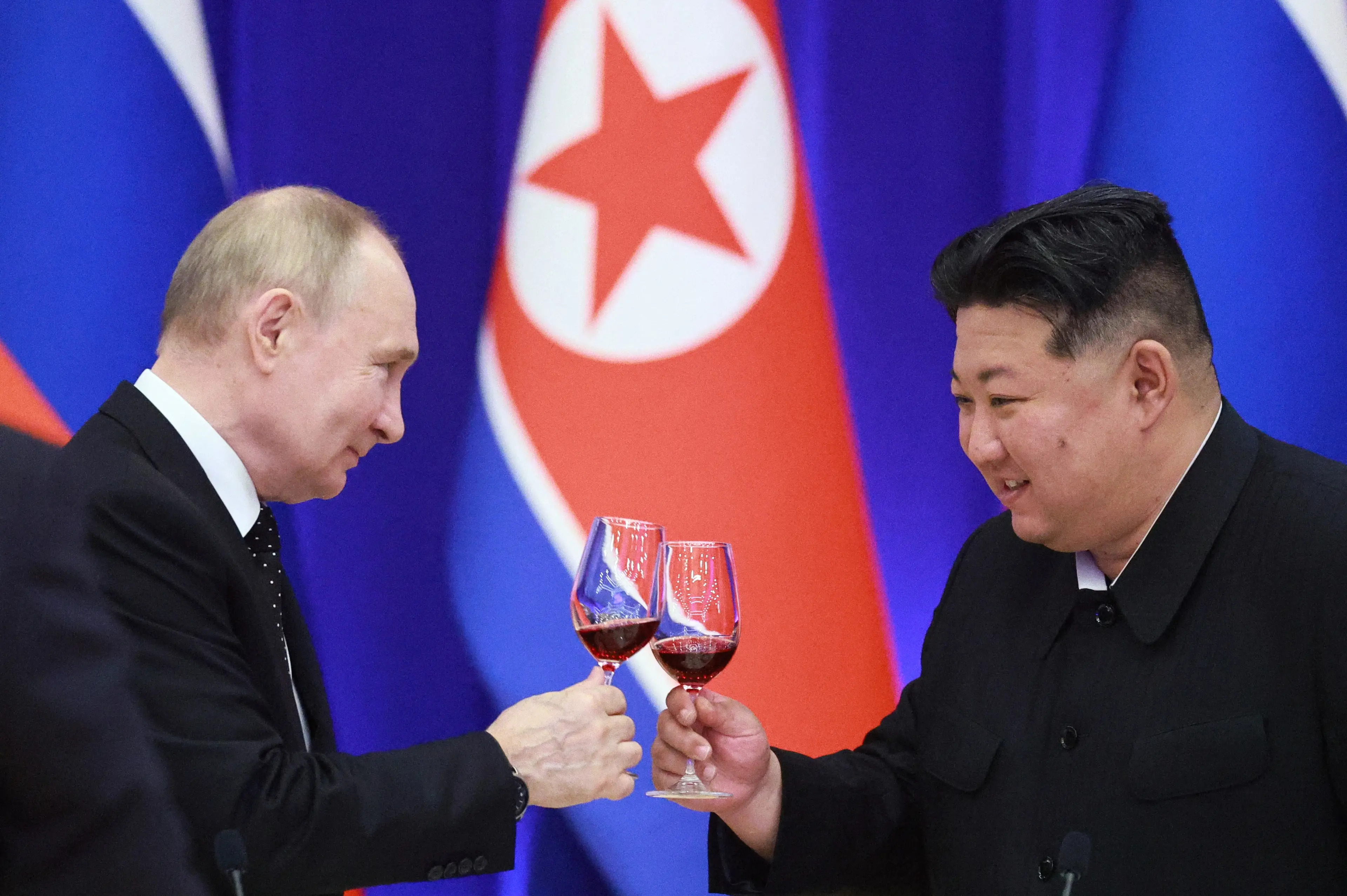 Kim Jong Un is supporting Vladimir Putin's efforts in Russia's war against Ukraine (VLADIMIR SMIRNOV/POOL/AFP via Getty Images)