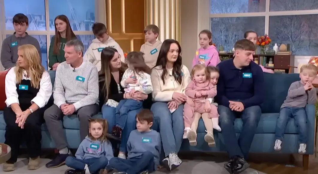 The Radford family is known as the largest family in the UK, with Sue and Noel sharing 22 children (This Morning/ITV)