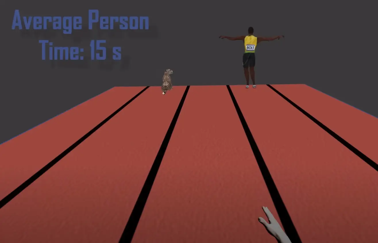 The average person is leagues behind Bolt and a cheetah (Reigarw Comparisons)