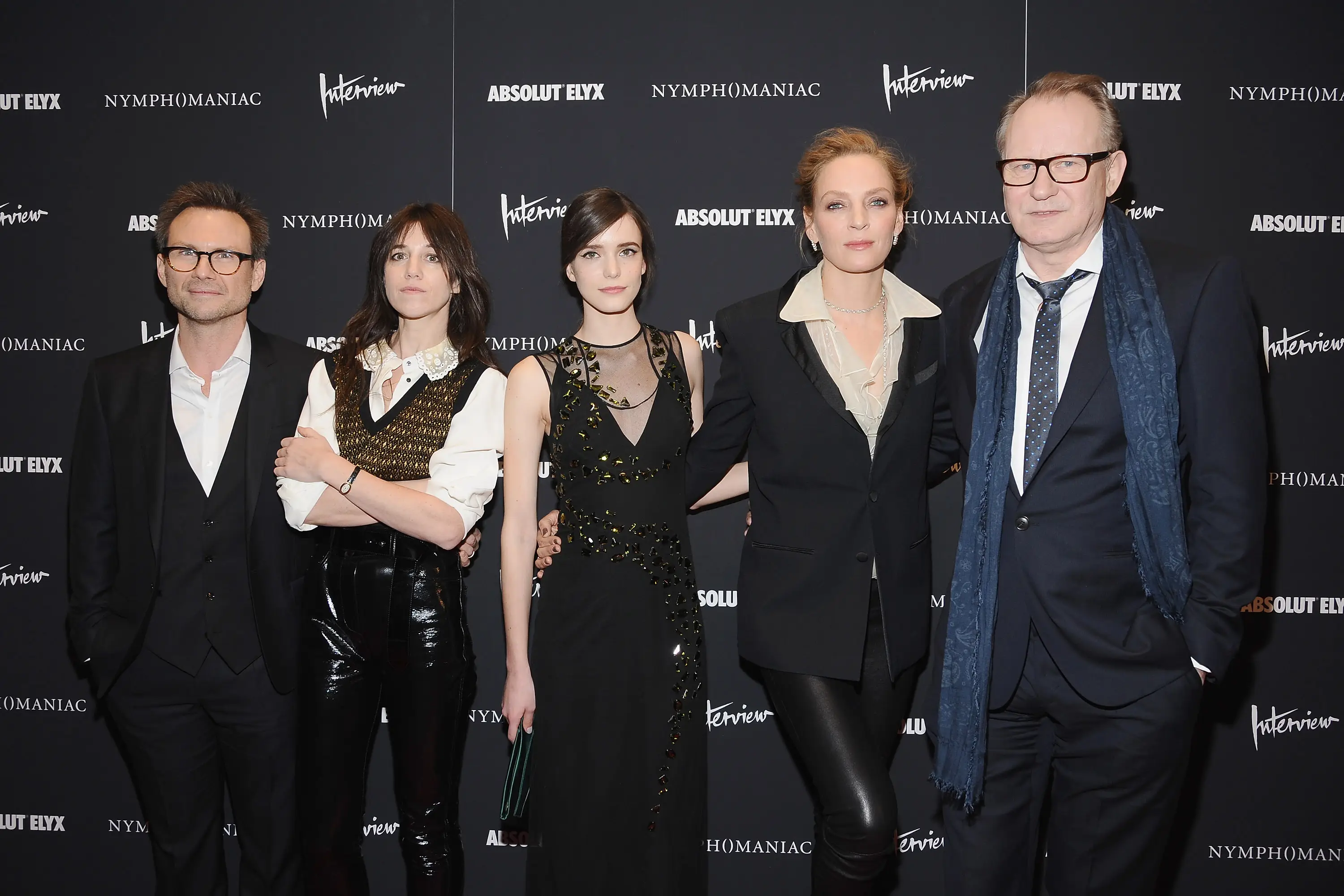 Christian Slater, Charlotte Gainsbourg, Stacy Martin, Uma Thurman and Stellan Skarsgard starred in 'Nymphomaniac' (Gary Gershoff/WireImage)