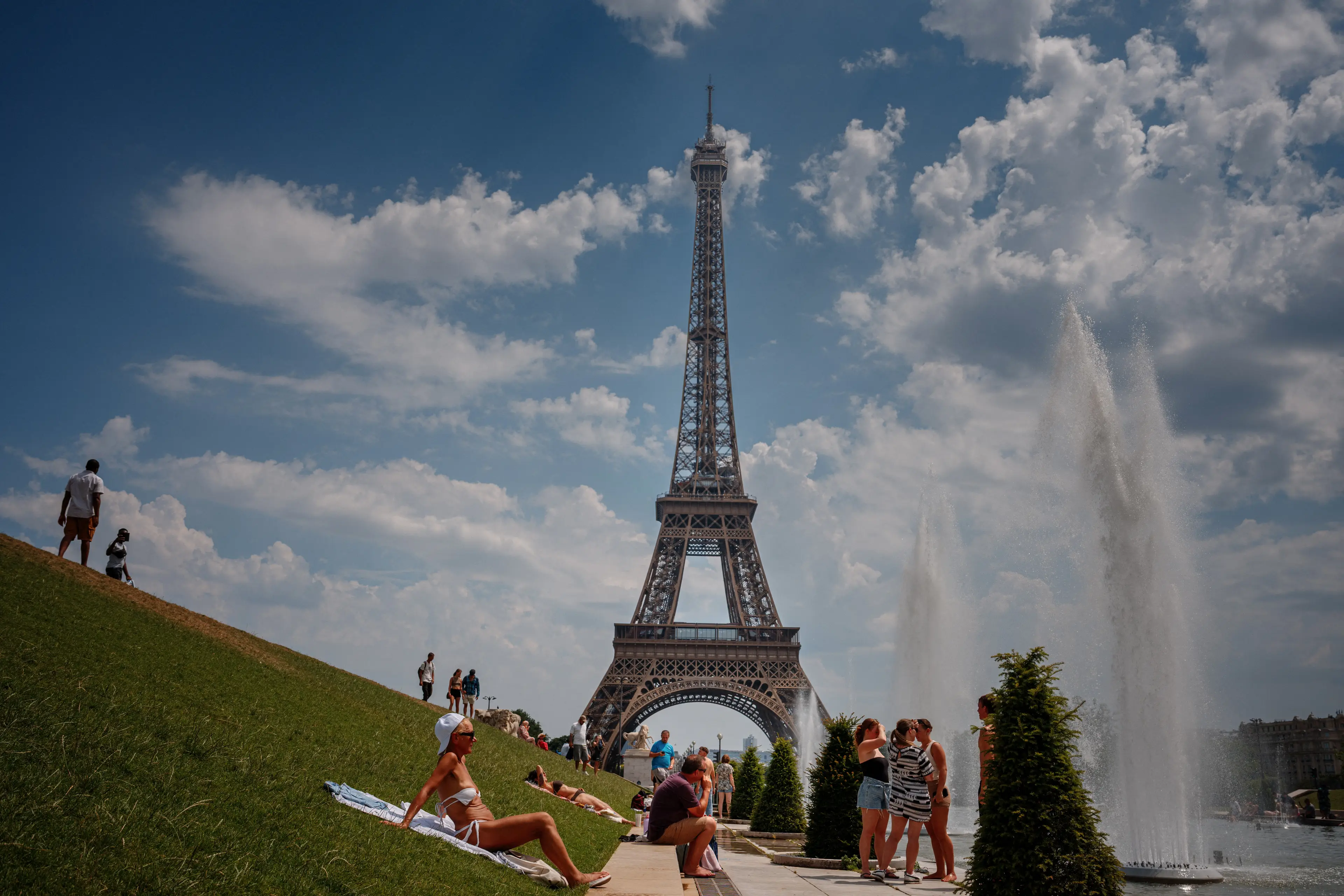 Paris hit temperatures of 105°F during the record-breaking heatwave (Dimitar DILKOFF / AFP via Getty Images)