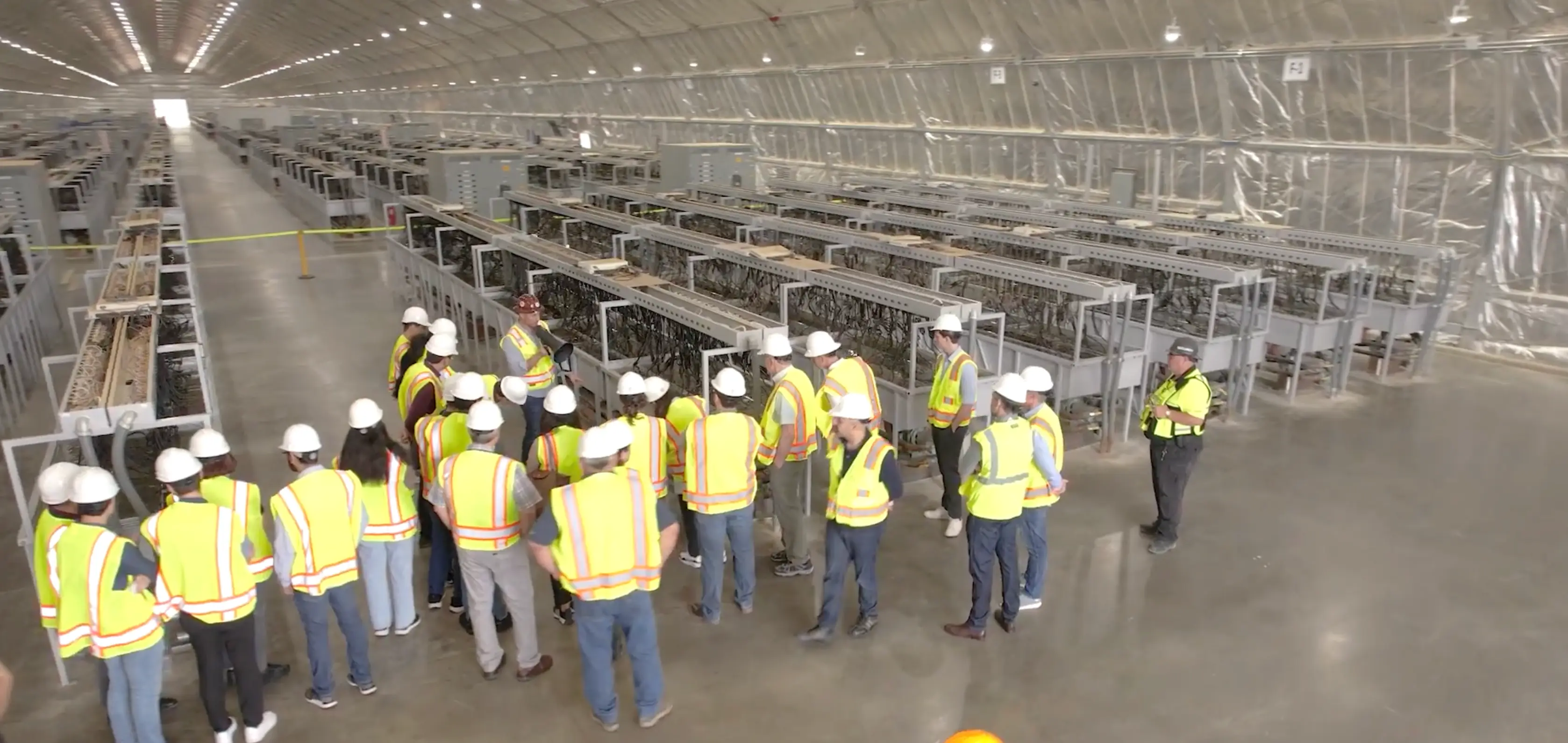 Software used to mine Bitcoin can be seen running as far as the eye can see at the mining data center (Riot Platforms, Inc)