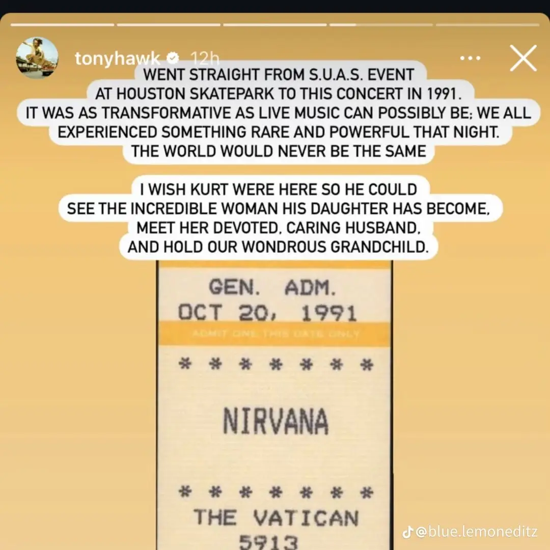 Hawk penned the sweet message via his Instagram story (Instagram/Tonyhawk)