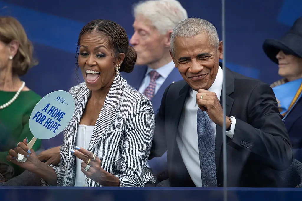 Barack and Michelle Obama at the dedication ceremony for the Obama Presidential Center (Scott Olson/Getty Images) 