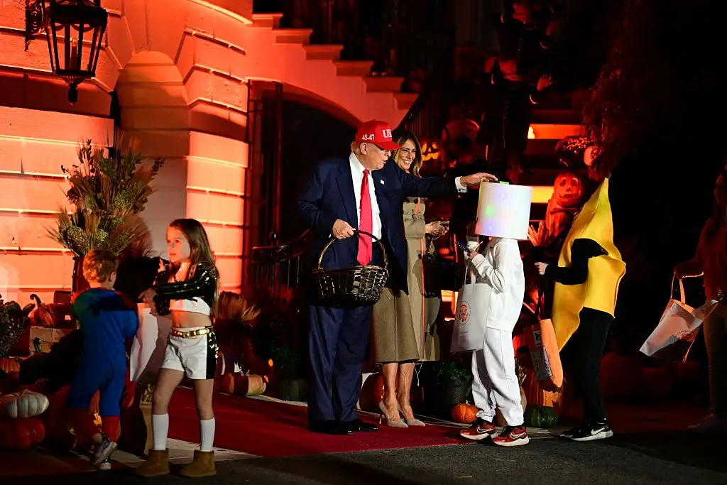 President Trump recreated his viral moment with a youngster dressed as DJ Marshmello (JIM WATSON/AFP via Getty Images)