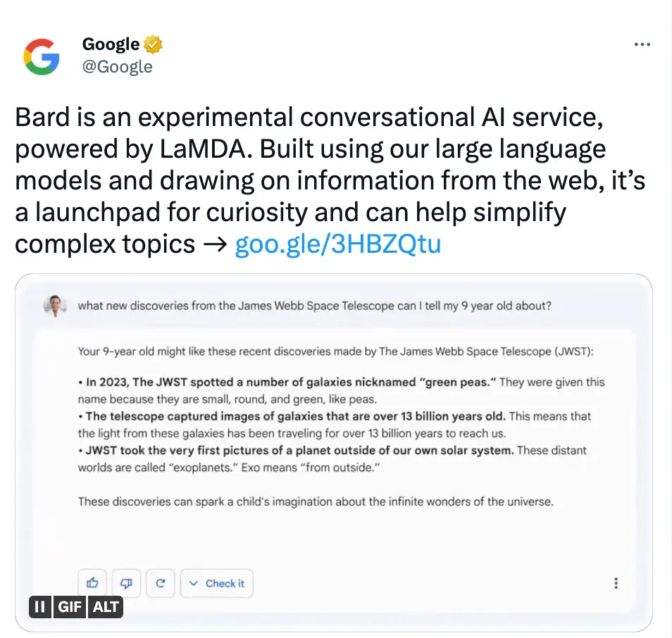 The AI service presented incorrect information as a fact.