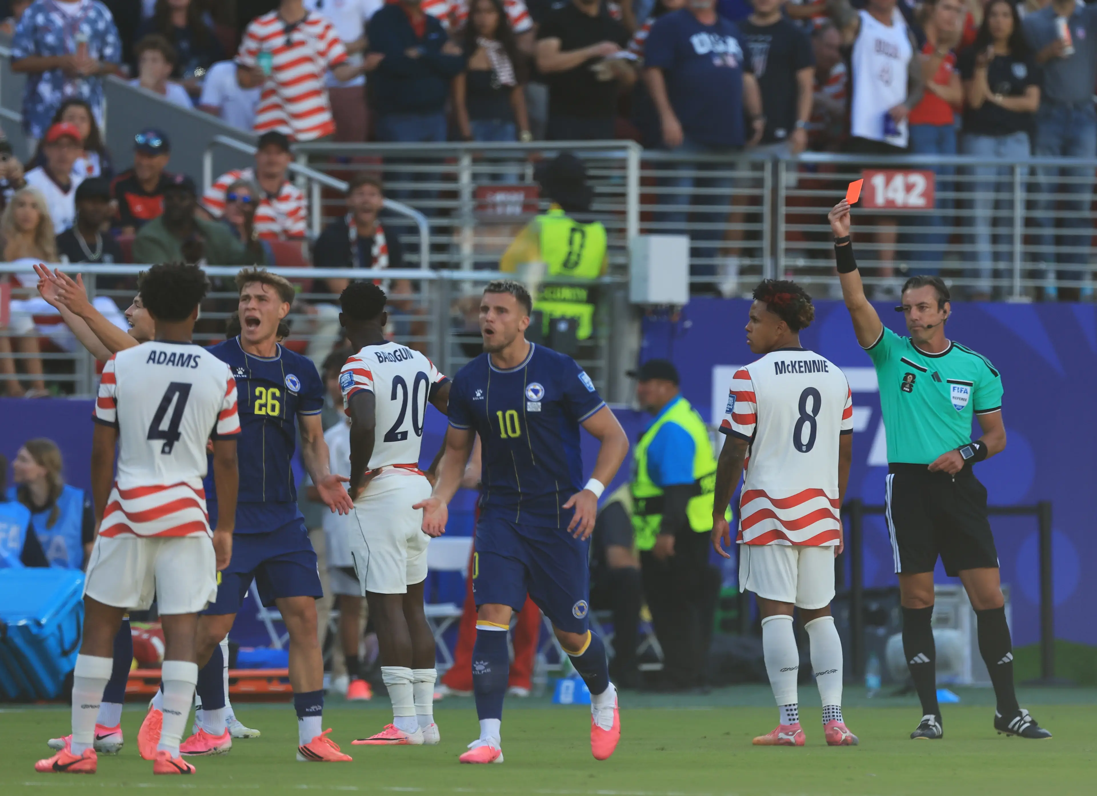 Red card for Balogun (MB Media/Getty Images)