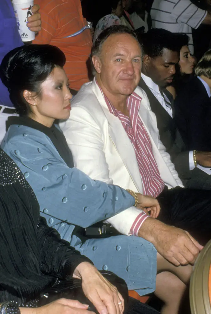 Gene Hackman and Betsy Arakawa during Mike Tyson vs Michael Spinks fight, back in 1988 (Ron Galella/Ron Galella Collection via Getty Images)