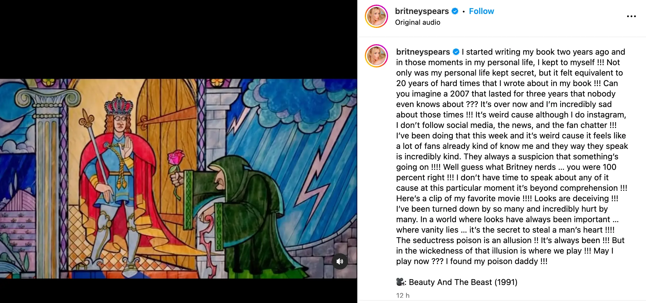 Britney Spears wrote a lengthy caption about her fans' suspicions.