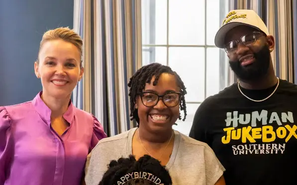 Shayna and George Lee with New Orleans Mayor Helena Moreno (City of New Orleans)